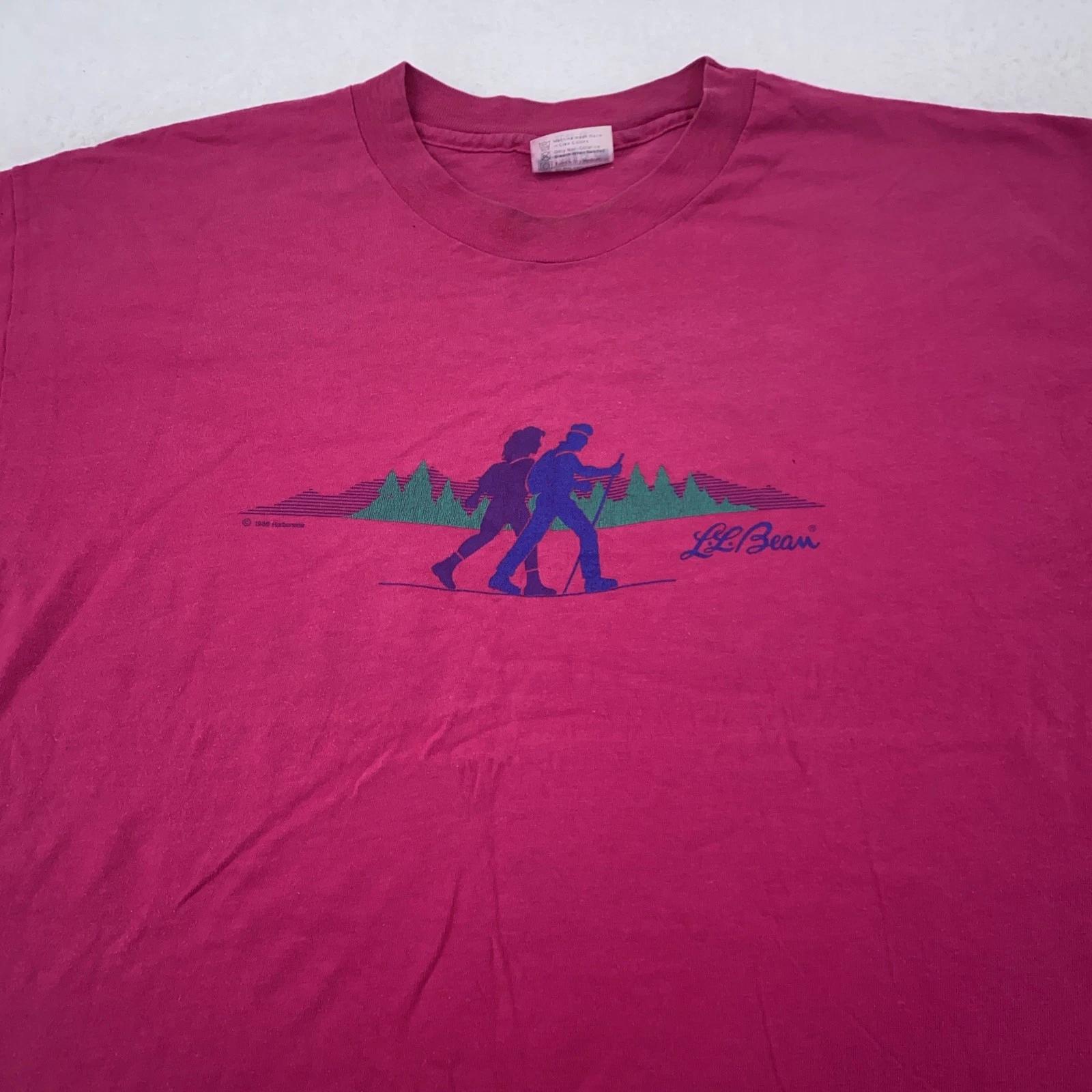 

Vintage LL Bean Shirt Mens L/XL Hiking Graphic Skiing Outdoors 80s S