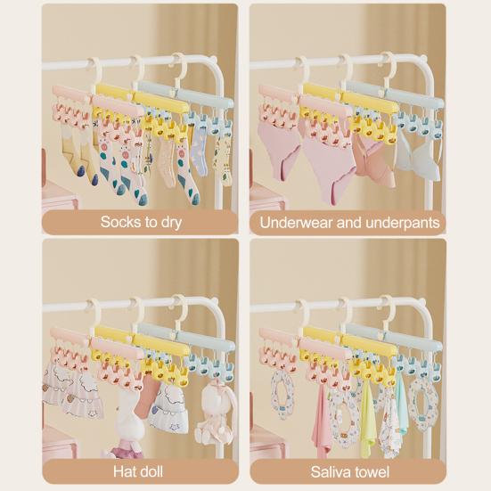 Folding Clothes Hanger 360-Degree Rotation Windproof Hook Strong Load-bearing Portable Clothes Rack Socks Hooks