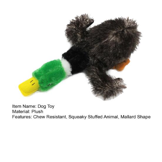 Plush Mallard Dog Toy Stuffed Duck Dog Chew Toy with Built-in Squeaker Indestructible Dog Toy for Aggressive Chewers Teething Fetch Tug
