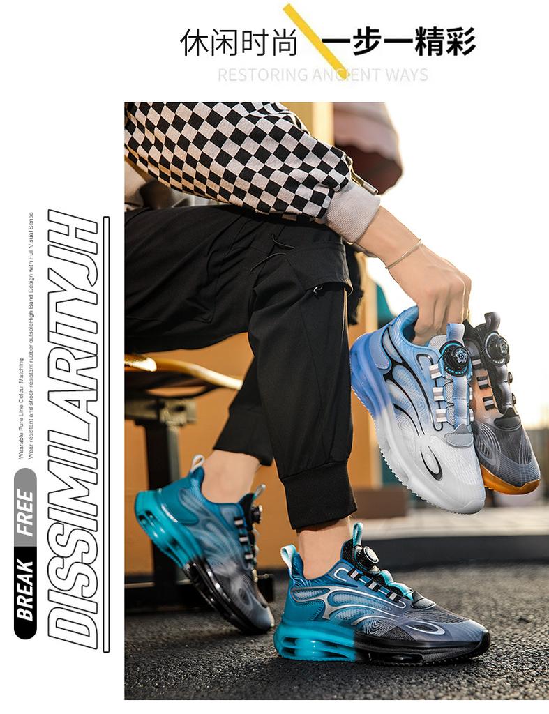Rotating button men's shoes autumn breathable junior high school students popcorn bottom running shock absorption casual mesh sports tide shoes