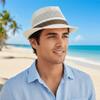 Kurzkrempe Geflochtener Strohhut Leichte Urlaubs-Strandkappe Sonnenschutzkappe Herren Panama-Hut Karneval