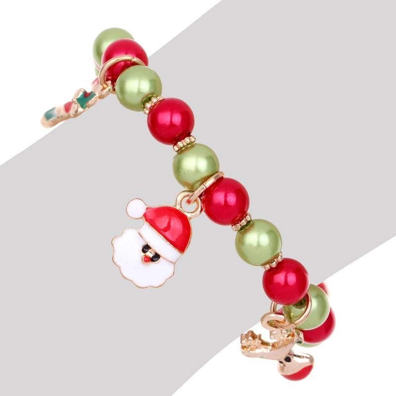 Christmas Natural Stones Colorful Simulated- Beads Charm Bracelets Elastics Rope Bracelets & Bangles