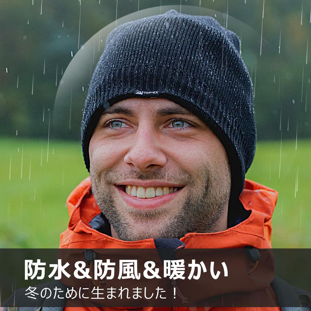 Black XL Knit Hat Waterproof Hat Knit Cap Large Size Ski Hat Snowboard Hat Small Face Effect Cold Protection Autumn Winter Bicycle Walking Skiing