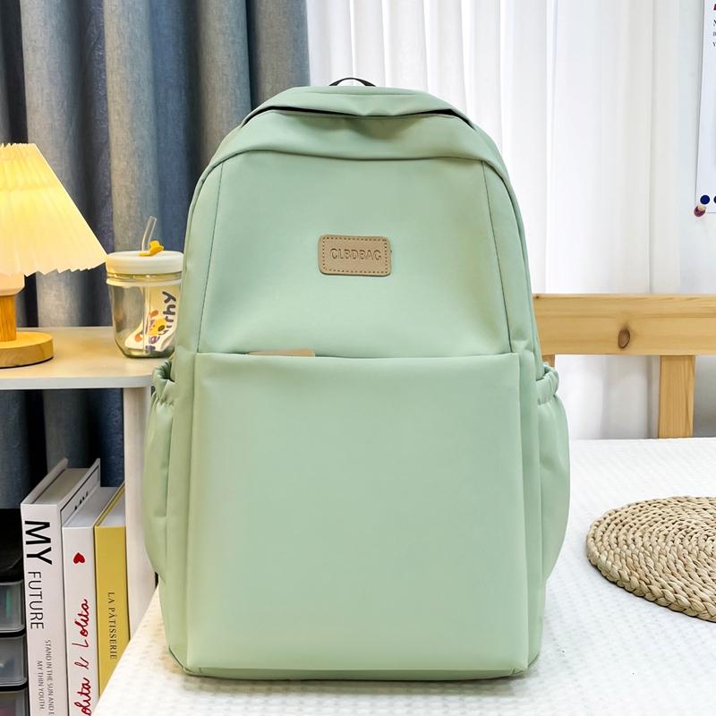 Women Solid Color Backpack Large Capacity Student Schoolbag Computer Backpack