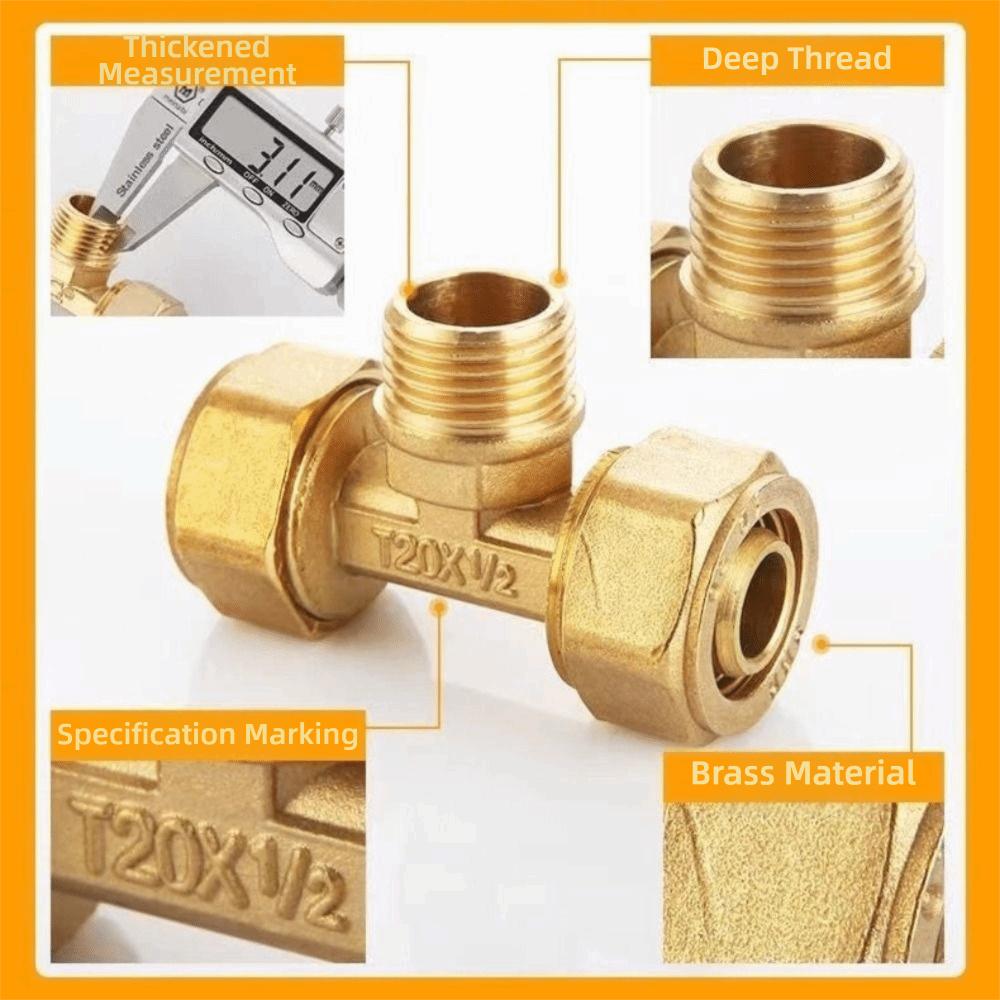 New Male/Female Thread Brass Pipe Fitting 2/3 Ways 1216 Pipe Connectors Copper Connectors Solar Water Heater