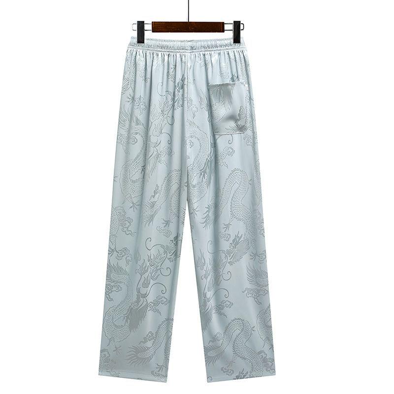 Men's Ice Silk Long-Sleeve Tang Suit: Chinese-Style Spring Hanfu for Older Adults, Loose Fit