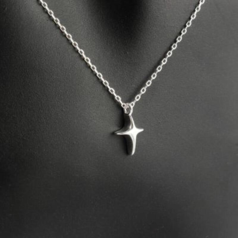 Women's Chain Strap Cross Silver Necklace