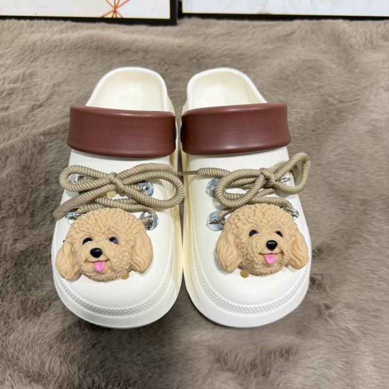 Cartoon puppy small cloth eva hole shoes women's outer wear parent-child versatile soft sole non-slip bag head sandals couple