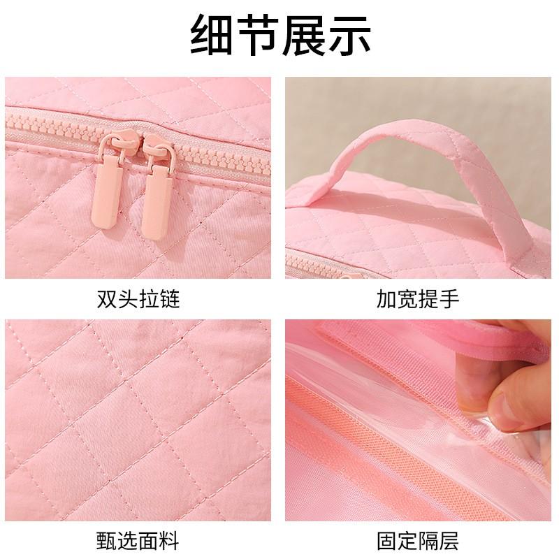 Large Capacity Travel Makeup Bag Set With Waterproof PVC Material Dual Compartment Handheld Cosmetic Organizer Women