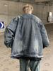 2025 Spring American High Street Locomotive Denim Jacket Men's Washed Old Trendy Brand Loose Casual Zipper Jacket