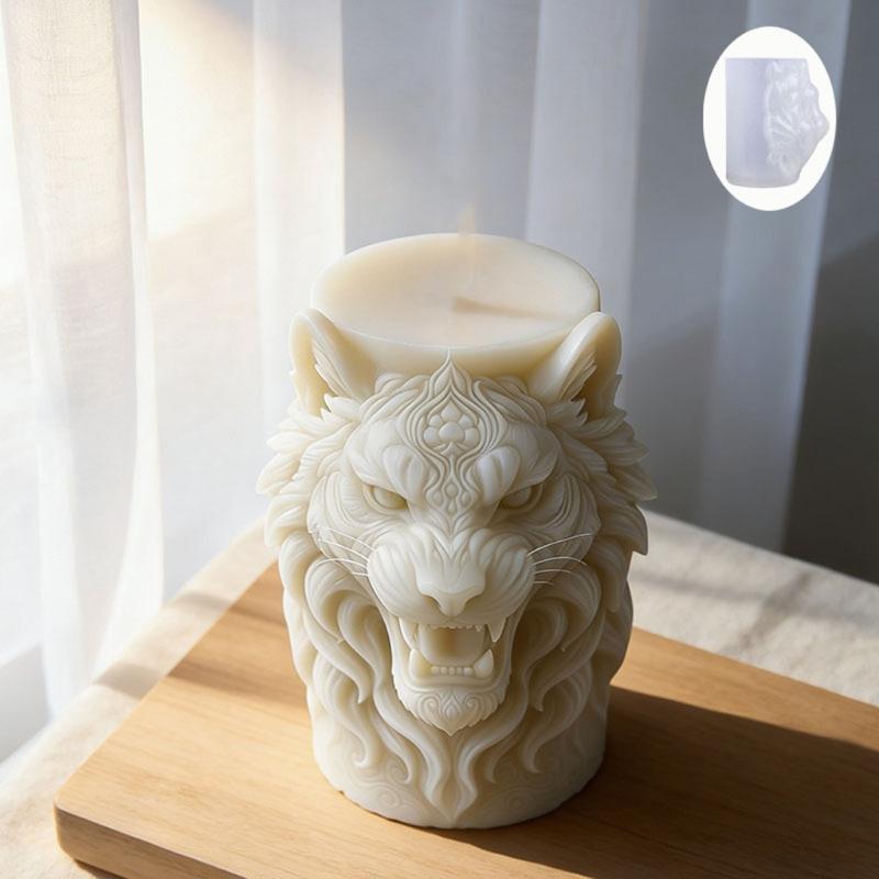 Cylindrical Candle Silicone Mould Animal Head Silicone Mold For Resin Casting Candle Soap Home Decoration Holiday Gift