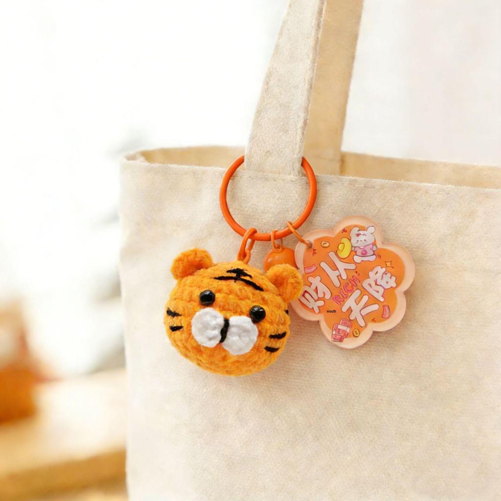 Hand-Knitted Capybara & Rabbit Animal Ball Keychain - Kids' Bag Charm