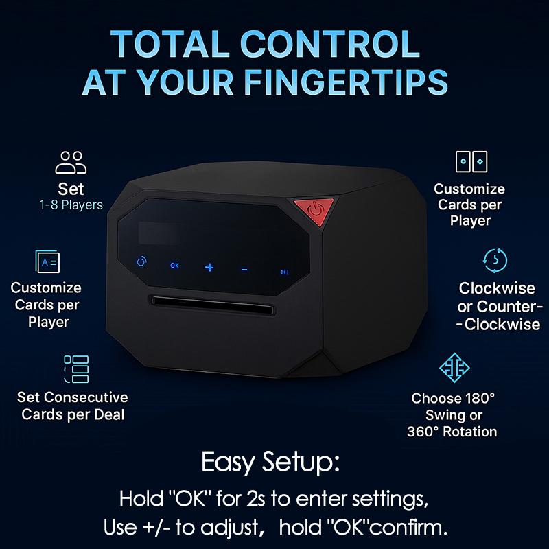 360stupňový automatický rozhazovač karet dobíjecí 2500mAh stroj na rozdávání hracích karet elektrické zařízení na podávání pokeru