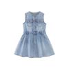 Minibala Girls' Retro Sleeveless Denim Vest Dress