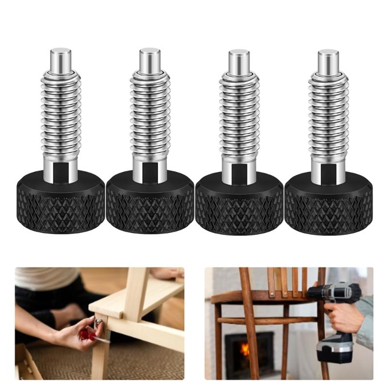 Pack of 4 M6 Knurled Handle Quick Releases Pin Stainless Steel Spring Plunger Locking Screw for Industrial Use