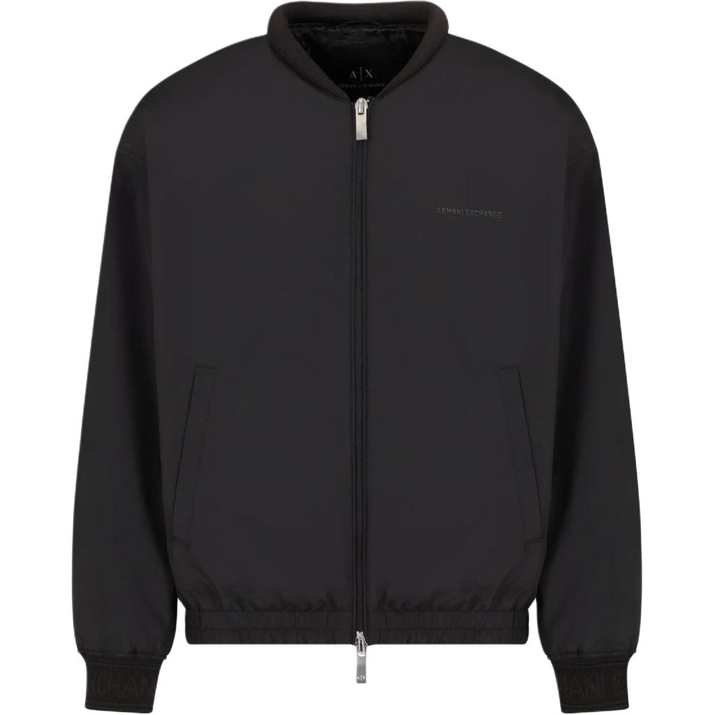 Armani Exchange Solid Logo Letter Emblem Short Casual Jacket Men jackets Black 6DZBL8-ZN5KZ-1200