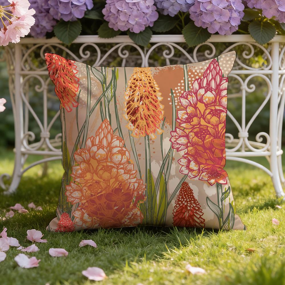 Saffron Color Floral Cushion Cover Home & Car Dual-Scene Pillow Cover: Reversible for Premium Comfort