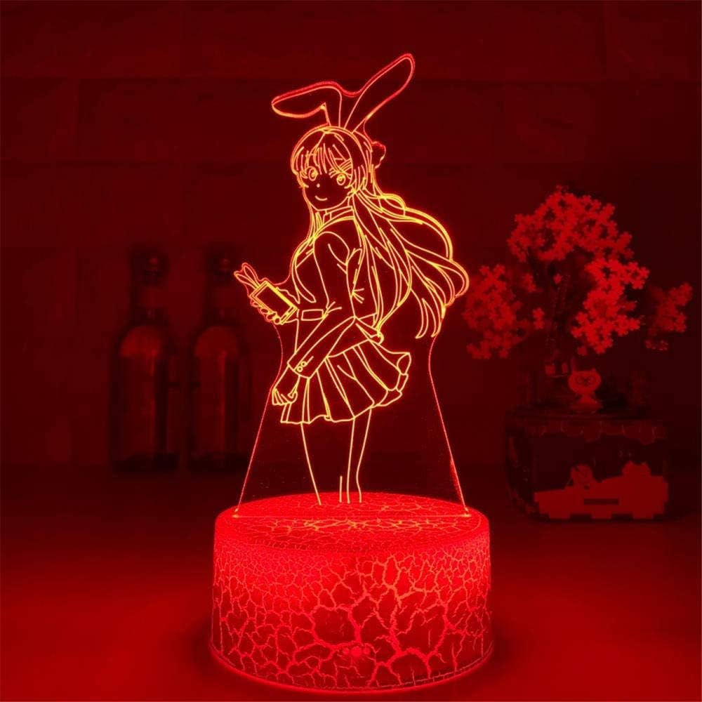 Anime Waifu Mai Sakurajima Led Night Light For Bedroom Decor Mai Light Gift For Friend Sakurajima Bunny Girl Led Lamp Anime Gift