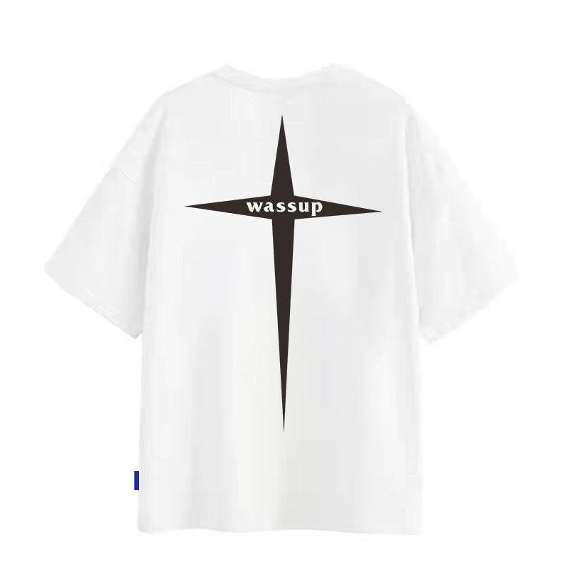 Wassup Heods Chinese Style Short-Sleeve T-Shirt for Men, Pure Cotton, Heavyweight American High Street Fashion Brand, Loose Fit, Summer Men's Wear