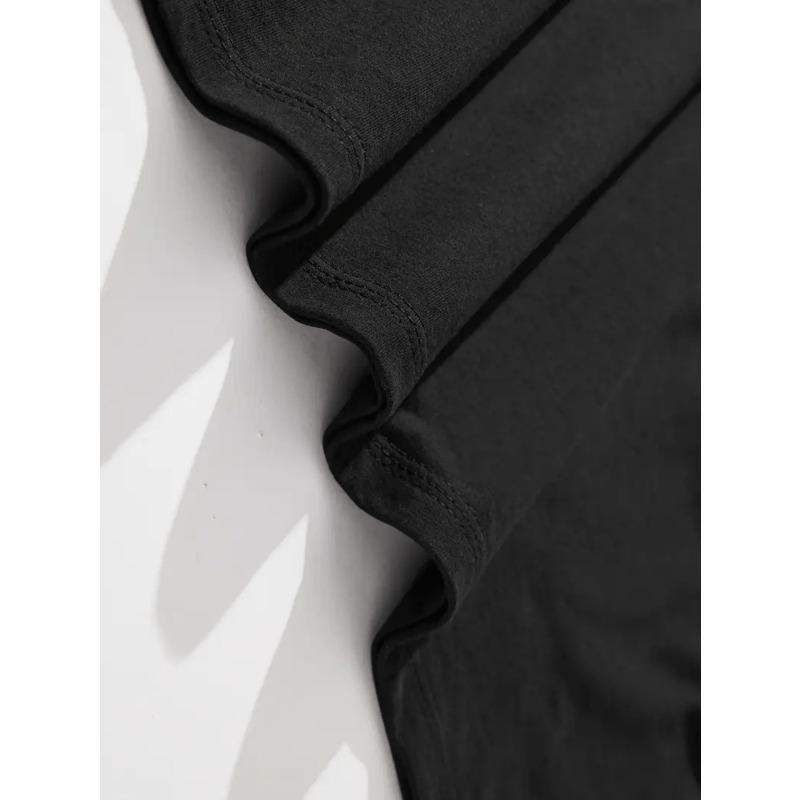 European sizes T-Shirt - Black Crewneck Tee, Plus Size Big & Tall Everyday Casual Shirt for All-Season Wear, Cotton T Shirts