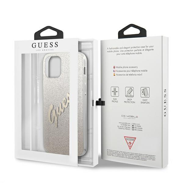 Guess Guhcp12Mpcuglsgo Iphone 12/12 Pro6,1 Złoty/Gold Hardcase Glitter Gradient Script