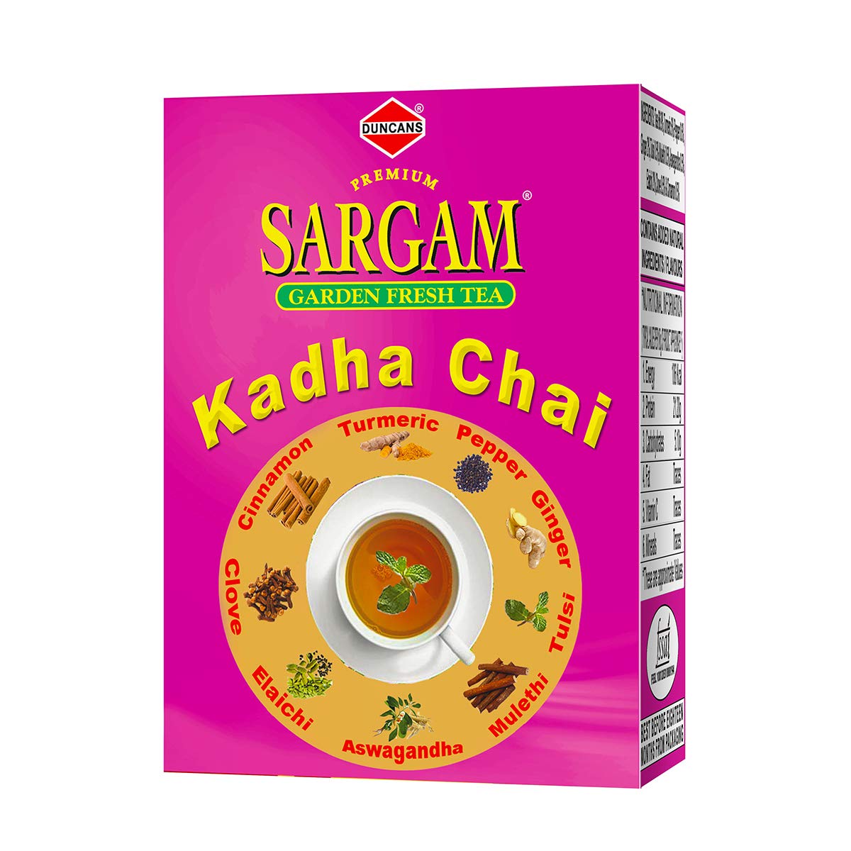DUNCANS FINEST HAND - PICKED LEAF TEA Sargam Kadha Chai With Turmeric, Pepper, Ginger, Tulsi, Mulethi, Ashwagandha, Clove And Cinnamon | Chai with