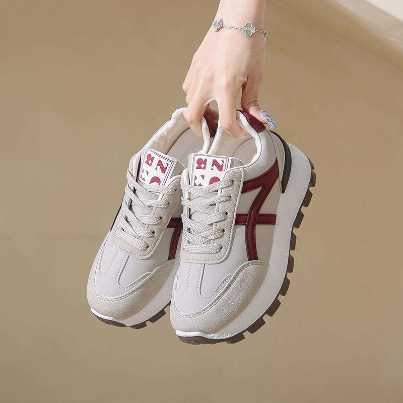 Sneakers Skor Damer Höst Nya Vintage Mångsidiga Casual Lätta Tjock Sula Pappaskor Platåskor