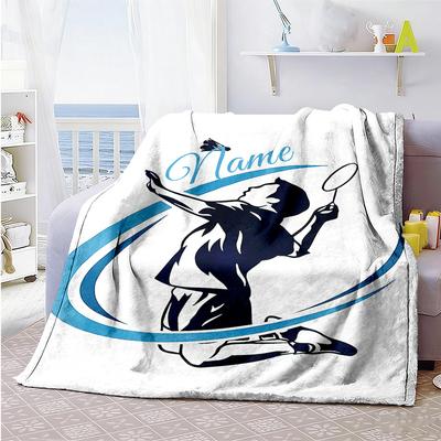 Badminton Enthusiast Personalized Name Blanket Cozy Customizable Blanket Soft & Cozy Throw For Sofa Office Living Room Nap for All Occasions