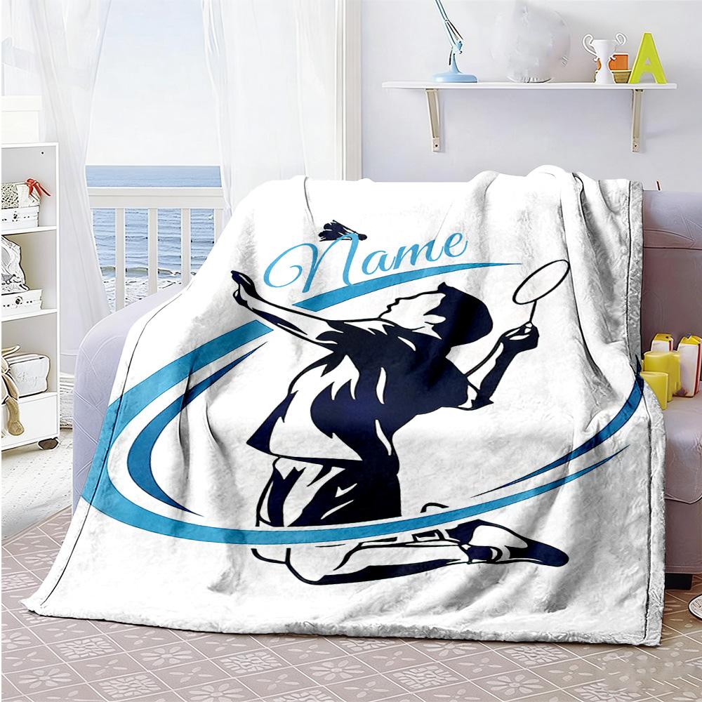 Badminton Enthusiast Personalized Name Blanket Cozy Customizable Blanket Soft & Cozy Throw For Sofa Office Living Room Nap for All Occasions