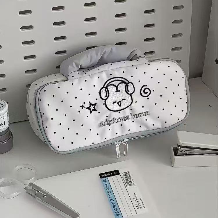 Trousse à Crayons Mignonne Sac à Dos Doux pour Étudiant Sac à Main Papeterie Sac à Maquillage Grande Capacité Lapin Chiot