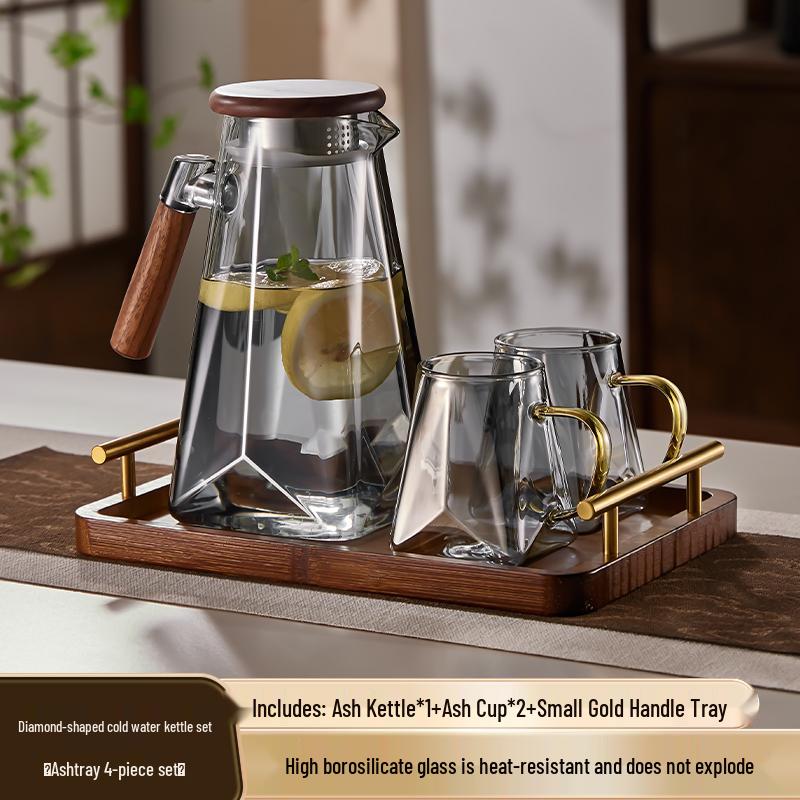 Yagang High-Temperature Resistant Glass Kettle Set for Tea, Living Room Cold Water Kettle Cup Set