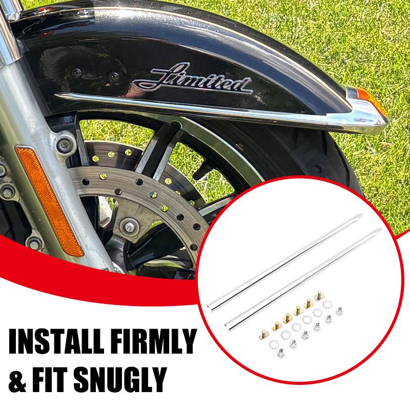 Chrome Motorcycle Front Fender Mudguard Spear Trim Kits For Harley Touring Road King Electra Glide1982-2023 Softail 1986-2017
