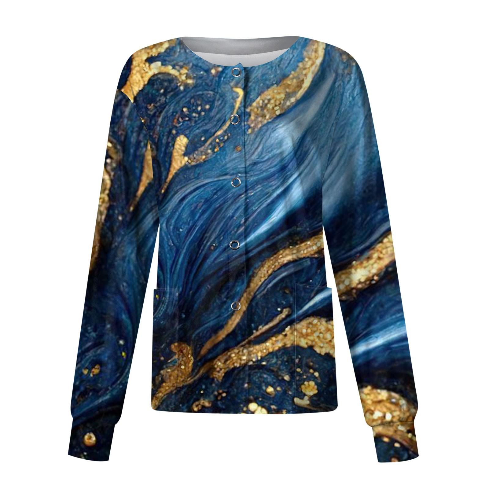 

Женский однобортный защитный комбинезон с длинным рукавом и карманом, рабочий воротник-стойка, кардиган, куртка, топ XXXXXL синий