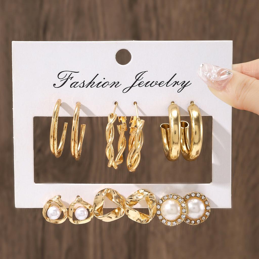 Exquisite Imitation Zircon Rhinestone Stud Earrings Fashion Geometric Metal Twisted Pattern Earrings Women's Trendy Party Zircon