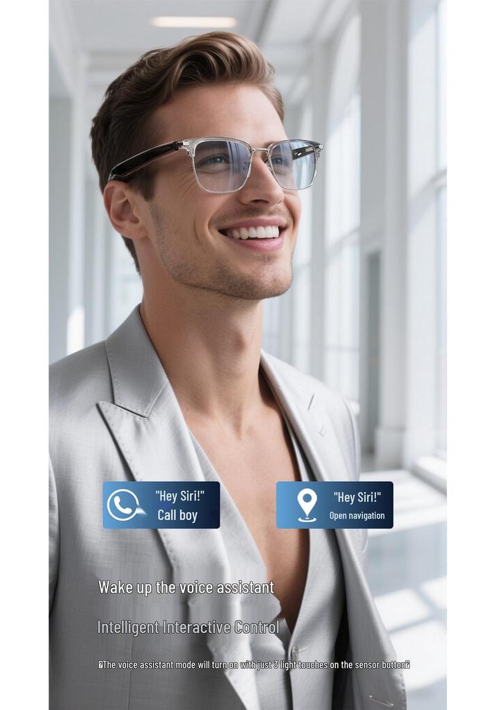 Bluetooth AI Smart Glasses with Metal Spring Hinges for Music & Calls - Black Wireless Technology