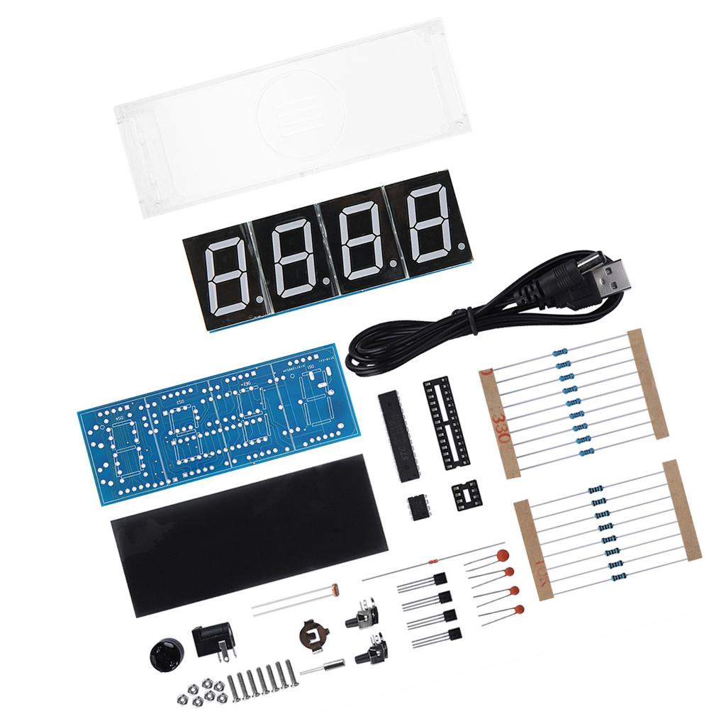 4 digit DIY Digital LED Clock Kit Auto Display Time Temperature Electronic DIY Kit Clock