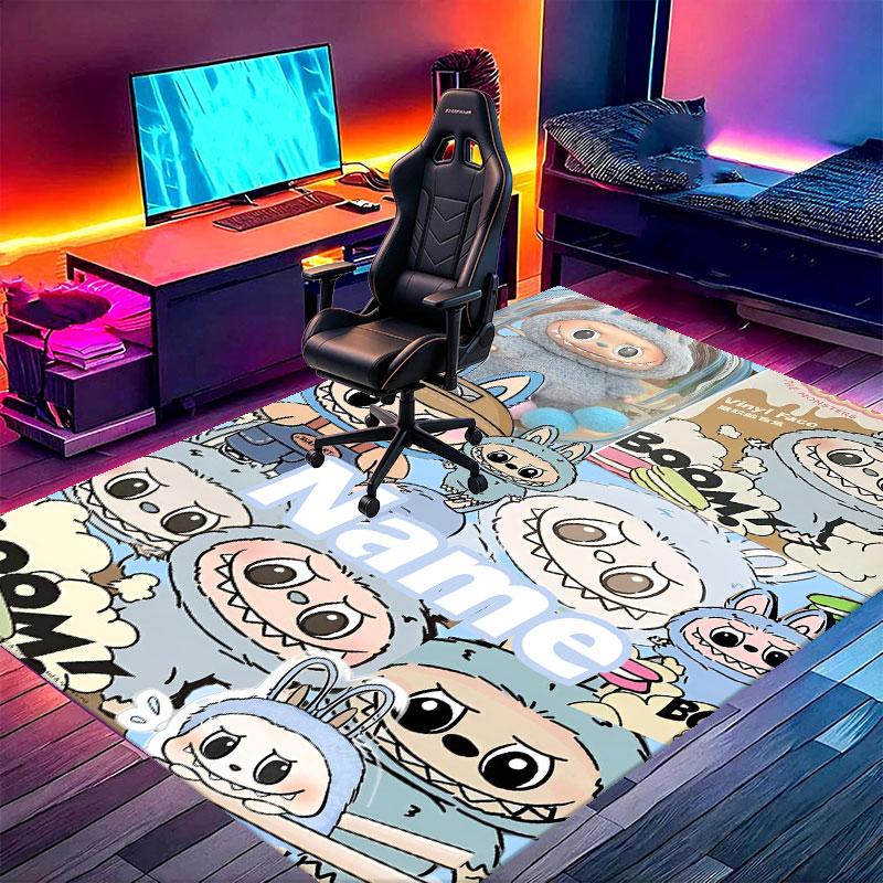 Custom Name Personalized Labubu Print Carpet, Versatile Home Decor Rug, for Playroom, Apartment, Balcony, Entryway, Hallway Gift