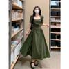 French Large Size Dress, Fat MM Summer Dress, New Temperament, Waist and Thin Square Neck Coffee Break Skirt