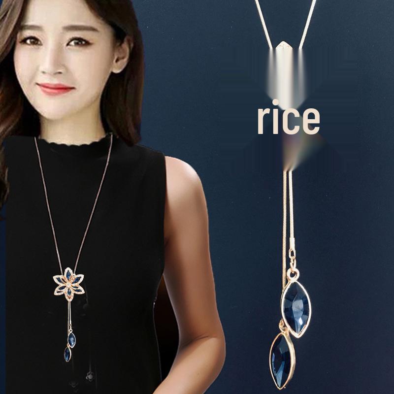 Chic Ethnic-Style Tassel Flower Sweater Necklace for Women: Autumn/Winter Versatile Pendant Accessory