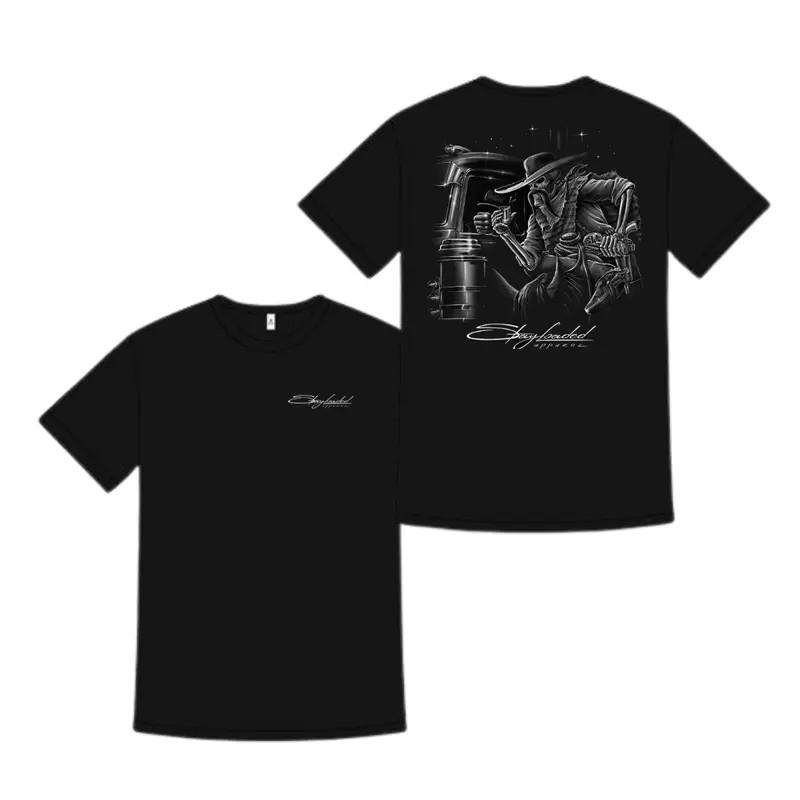 Cowboy Skeleton Truck Shirt, Stay Loaded Western Trucker Graphic Tee, Grim Reape S разноцветный