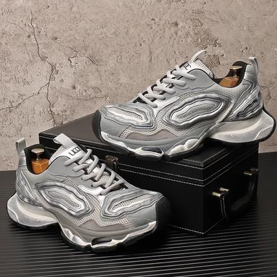 Modne męskie oddychające wkładki podwyższające podeszwę, buty typu „dad shoes” z niszowym designem, postarzane buty sportowe i casualowe b34
