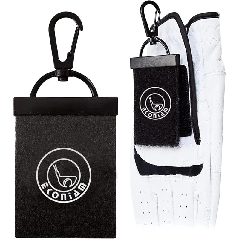 Set of 2 Golf Glove and Key Hangers, Hangable on Your Golf Bag or Waist, Double-Sided Velcro to Prevent Drops, Durable Metal Construction, Perfect for