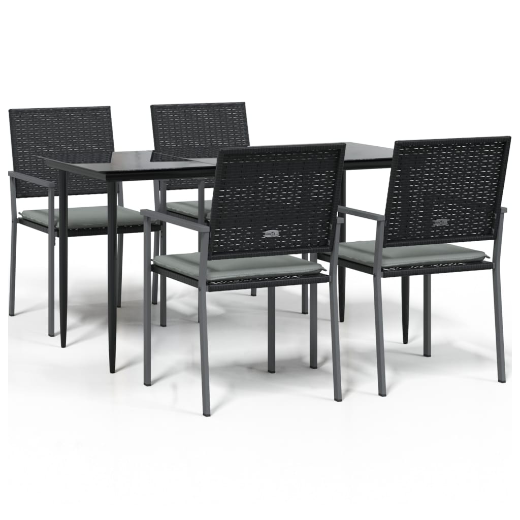 Vidaxl 5-Cz. Set di Mobili da Giardino con Cuscini, Polyrattan e Acciaio