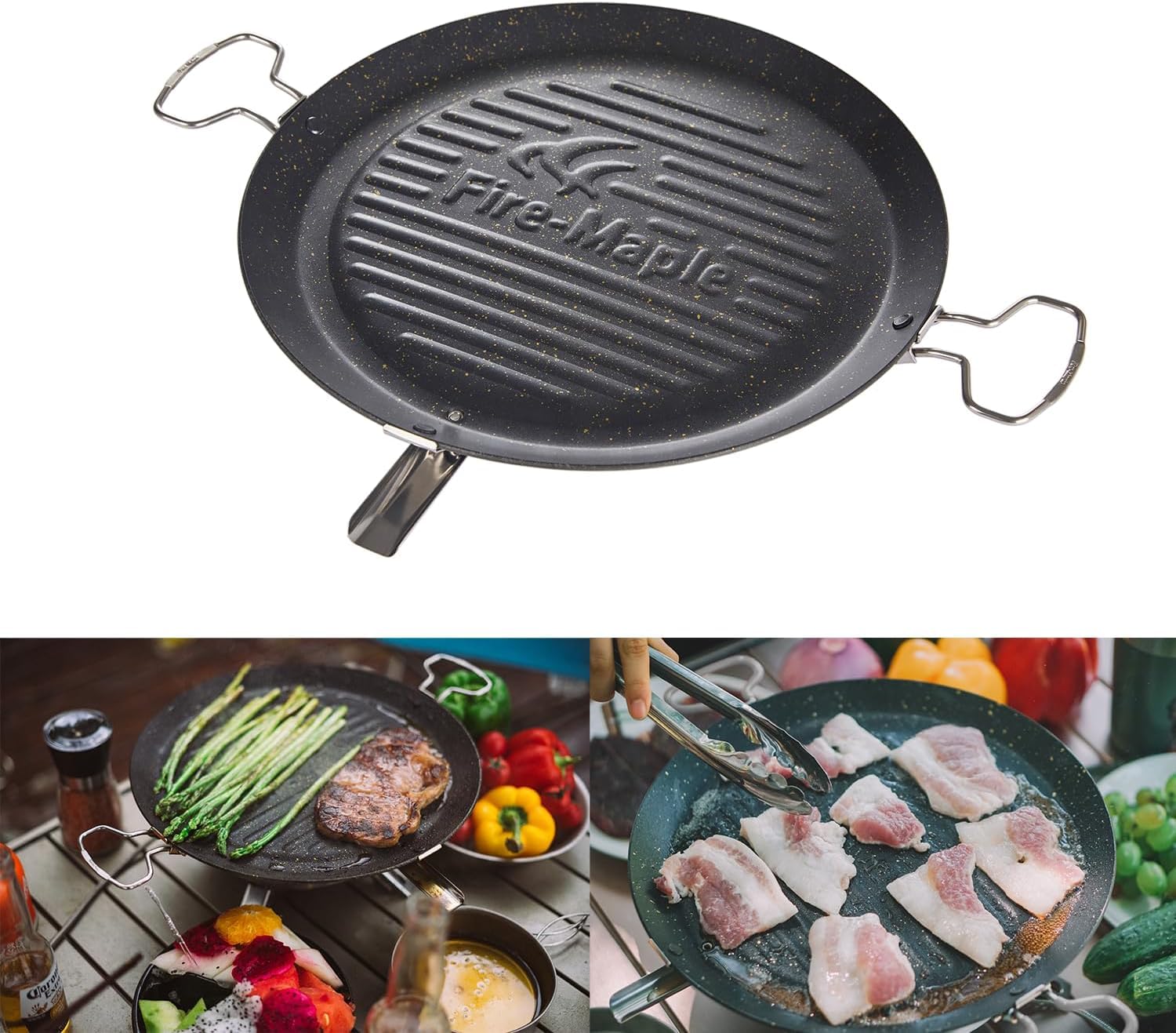 

Fire-Maple Multi-Griddle - Camping & Outdoor Griddle, 31cm Diameter, Lightweight, Suitable for Direct Flame, Round Grill Plate, Grill Pan, Camping Fry