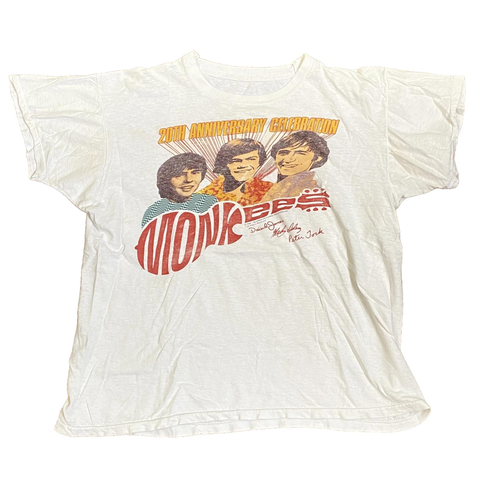 Monkees Vintage 1986 20th Anniversary Tour T Shirt Medium Double Sided 21 x 23.5 XL