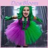 Halloween Coringa Role Play Menina Vestido Verde Conjunto de Luvas Para Festa