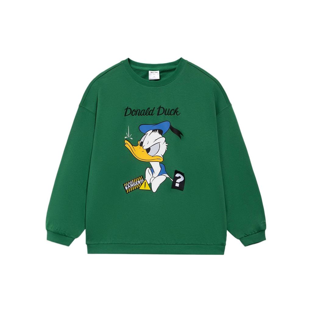Li-Ning X Disney Co-Branded Cartoon Print Round Neck Loose Pullover Sweatshirt Women Tops Spring-Green AWDS596-4