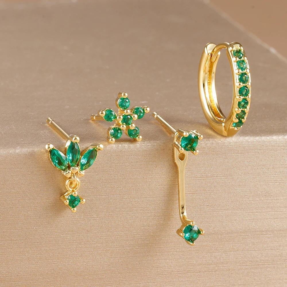 Cross-Border Hot Selling Real Electroplated Zircon Earrings Chic Exquisite Compact Temperamental Design for Women