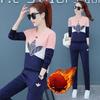 Thick Velvet Casual Sports Suit Women's Autumn and Winter Korean Style Loose Large Size Sweatshirt Two-piece Set
