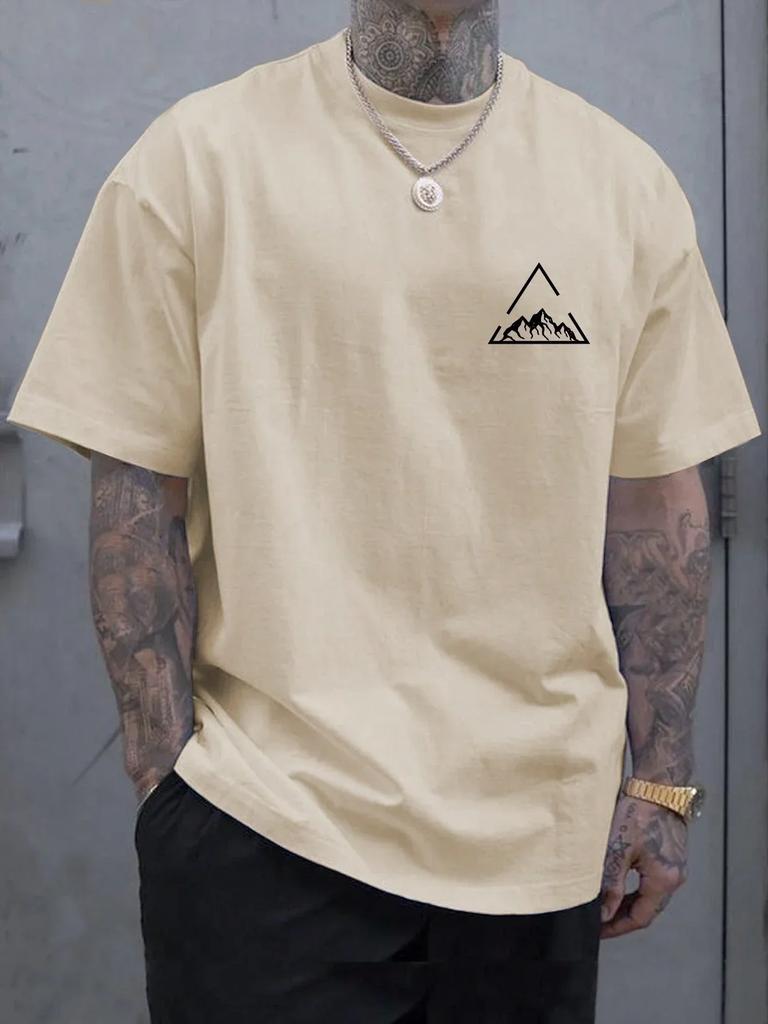 Geometrischer Bergdruck Kurzarm T-Shirt Für Sommer Unisex Unisex Lässige Mode Unisex Kurzarm Trend Streetwear Tops